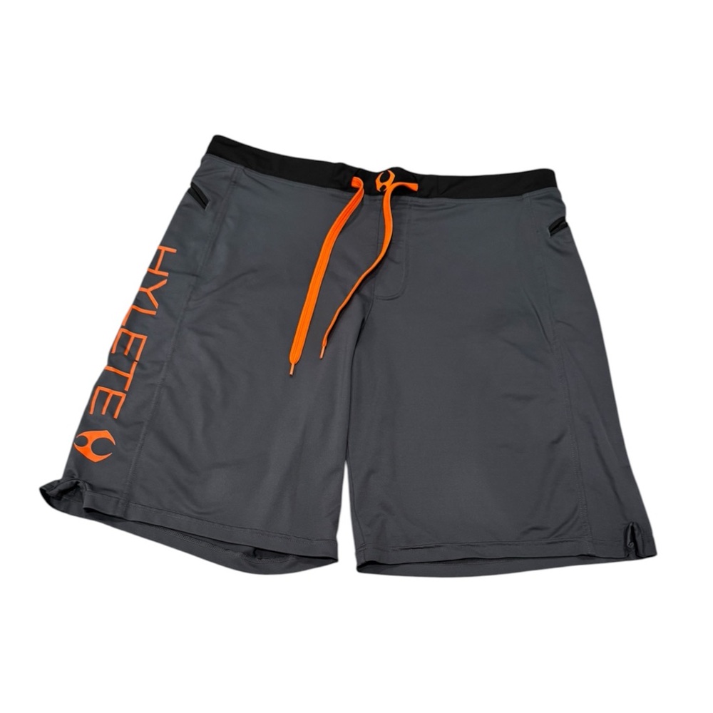 Hylete Athletic Gray and Orange Shorts with Breathable Fabric